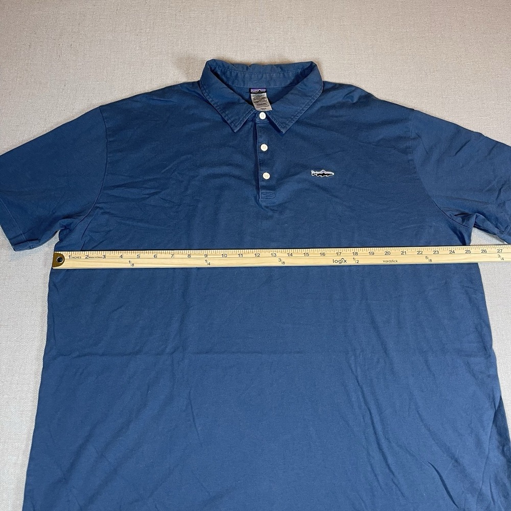Patagonia Polo Shirt Men 2XL Short Sleeve Fish Logo Organic Cotton - Picture 6 of 7